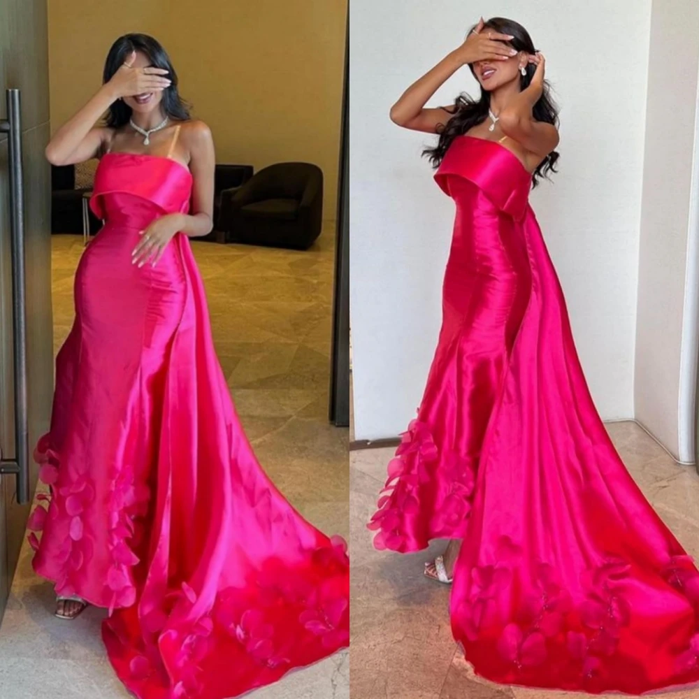 

Customized Prom Dresses Simple Strapless Mermaid Floor Length Evening Flower s Formal Occasion Gown vestidos para mujer gala