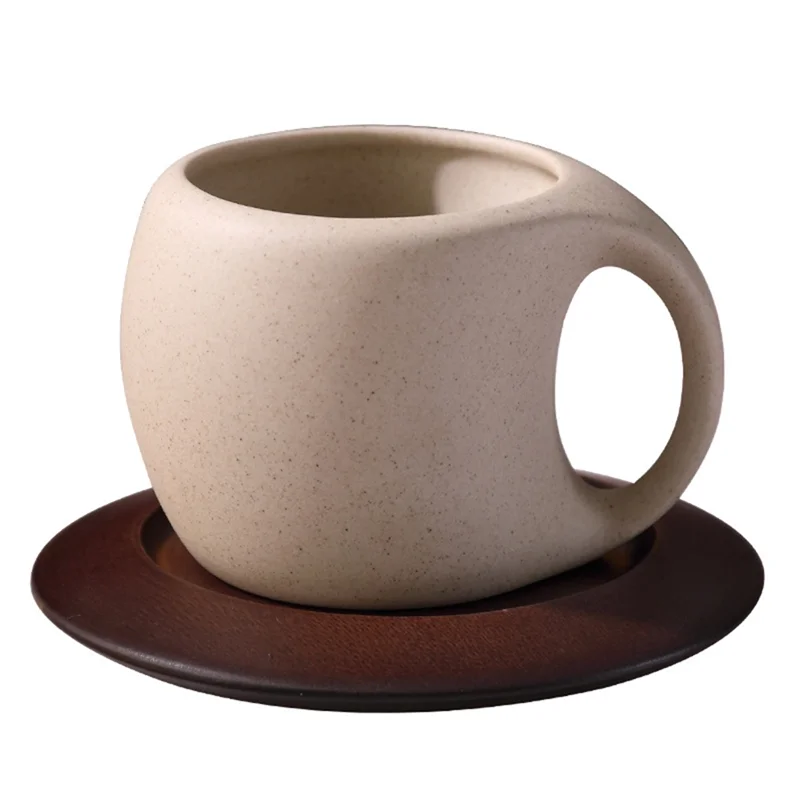 

ABZV- Coffee Cup And Saucer Set Retro Latte American Coffee Cup Wooden Coasters Tea Cups Spoon Flower Cups.