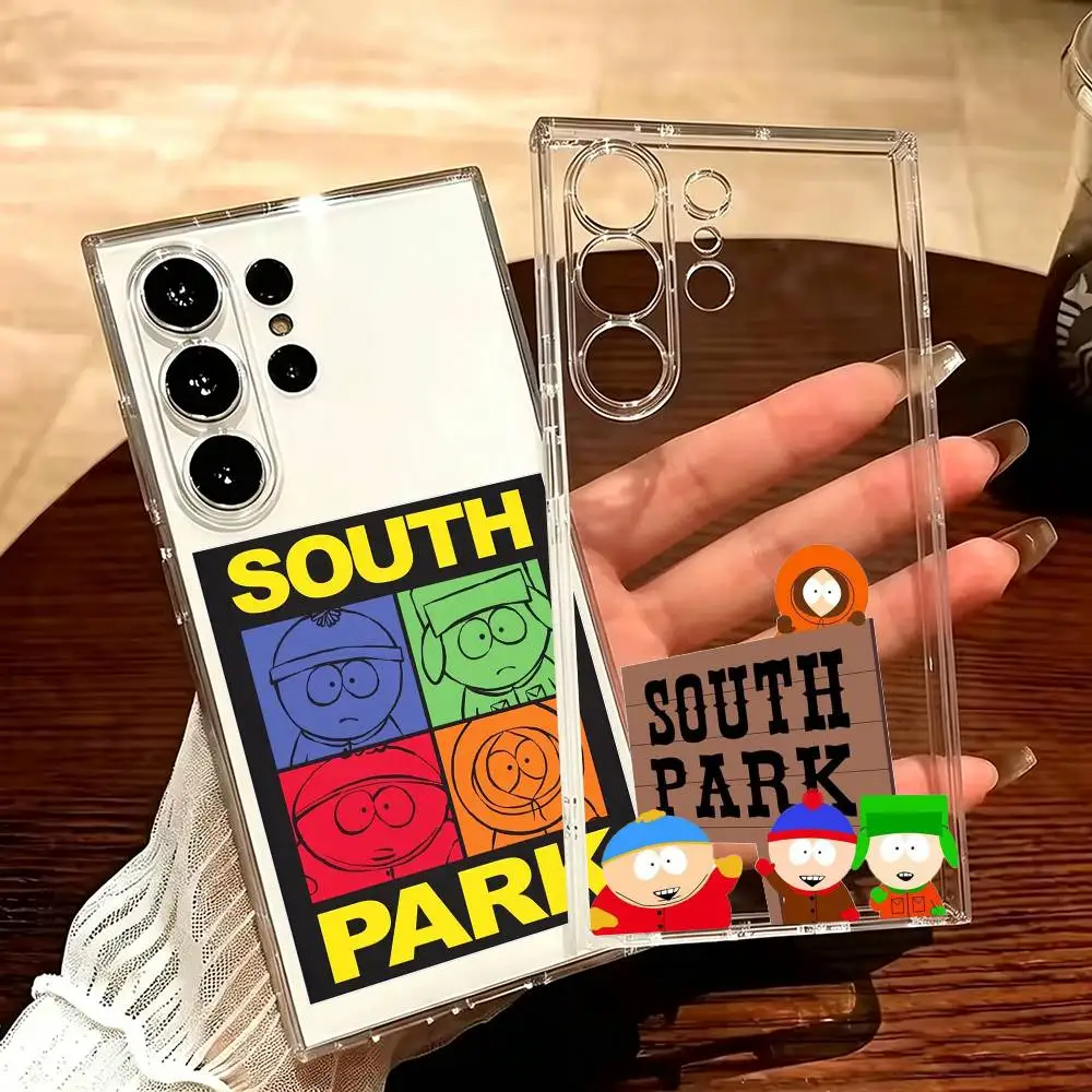 S-South P-Park Transparent Shockproof phone Case For Samsung S25,24,21,22,23,30,20,Ultra,Plus,Fe,Lite