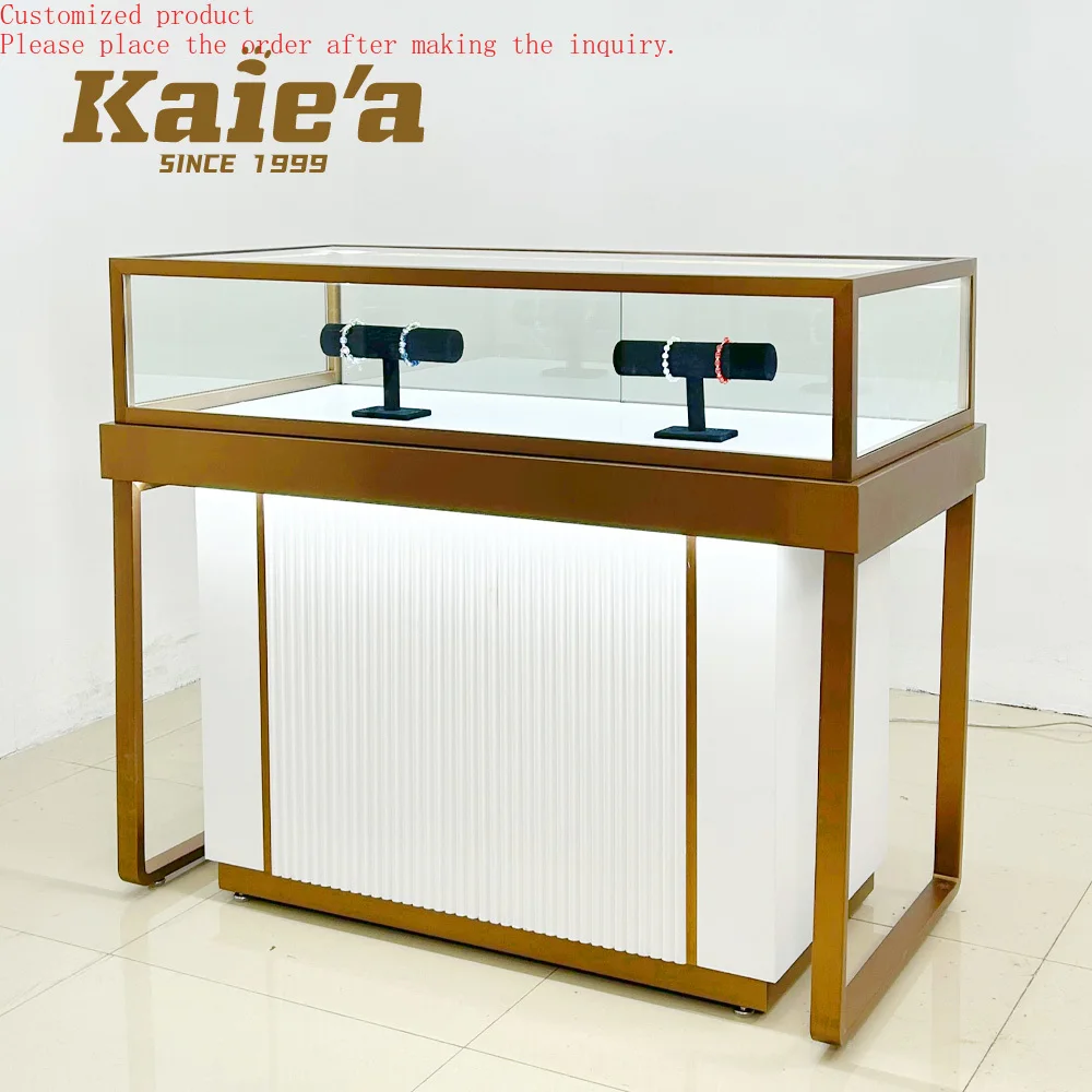 

Custom Jewelry Shop Design Luxury Stainless Steel Frame Glass Jewelry Showcase Jewelry Shop Kiosk Display Cabinet