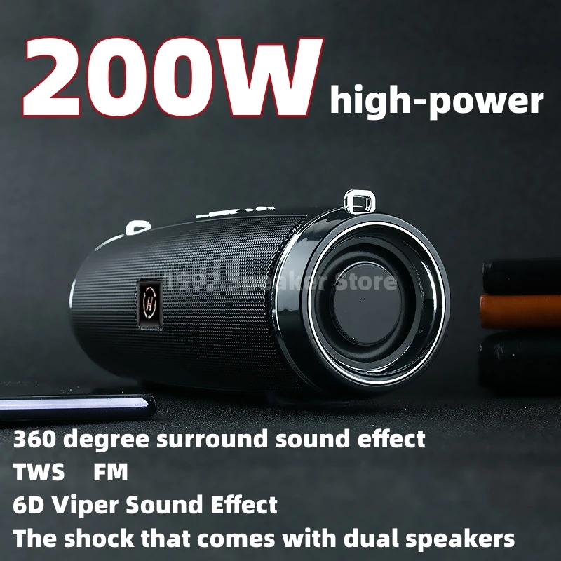 Altavoz Bluetooth envolvente 3D De Audio inalámbrico para exteriores Caixa De Som Bluetooth 200W bajo portátil De alta potencia TWS/FM/Voice Prom