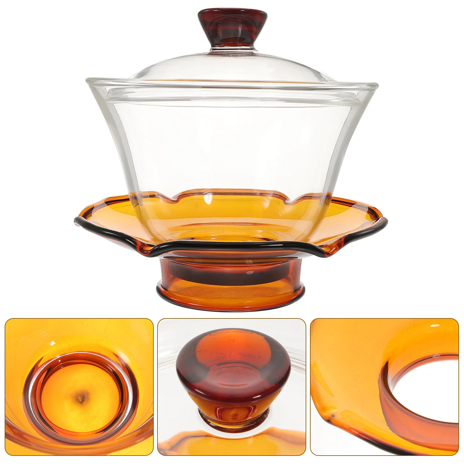 

1Set Traditional Chinese Tea Cup Glass Tureen Teacup with Lid Transparent Tea Mug for Home Restaurant Gift