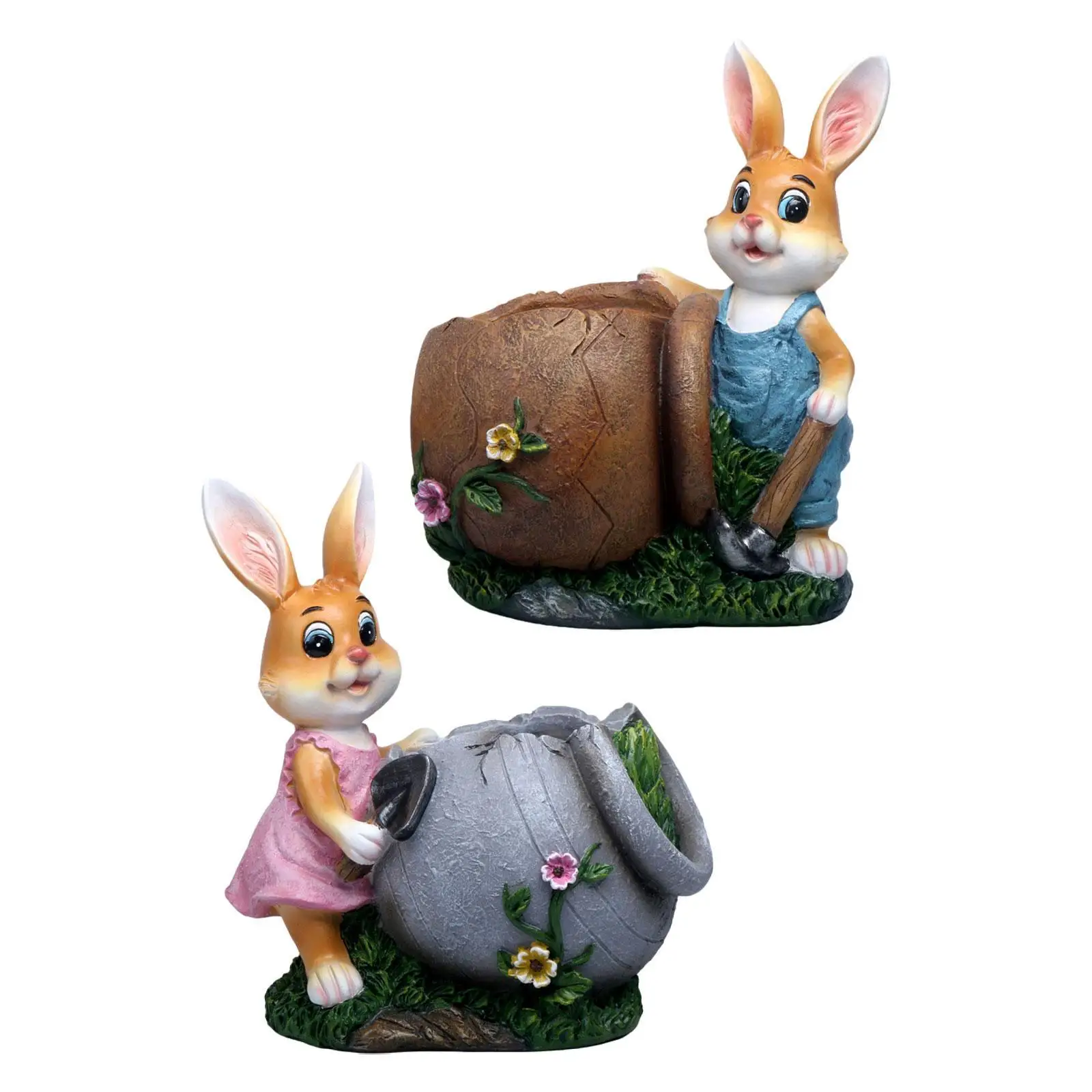 

Статуэтка кролика-кашпо для цветов, садовый декор, пасхальное украшение, декоративная скульптура, кашпо в виде животного для гостиной и офиса