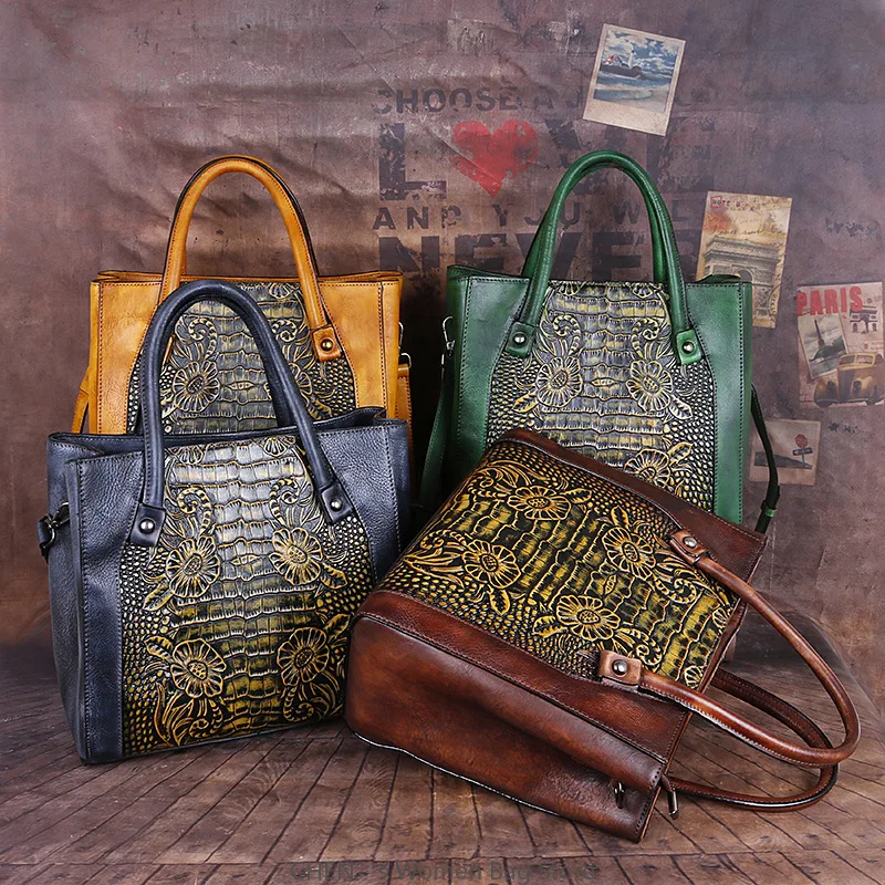

Retro leather Women's luxury Handbag New Trend Genuine Cowhide Shoulder Bag Casual retro Crossbody Bag Women's Handbag