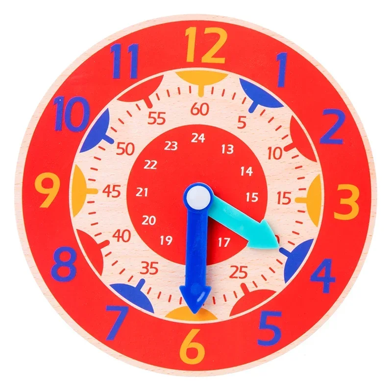 Reloj de madera Montessori para niños, hora, minuto, segunda cognición, relojes coloridos, juguetes para niños, ayudas para la enseñanza temprana preescolar