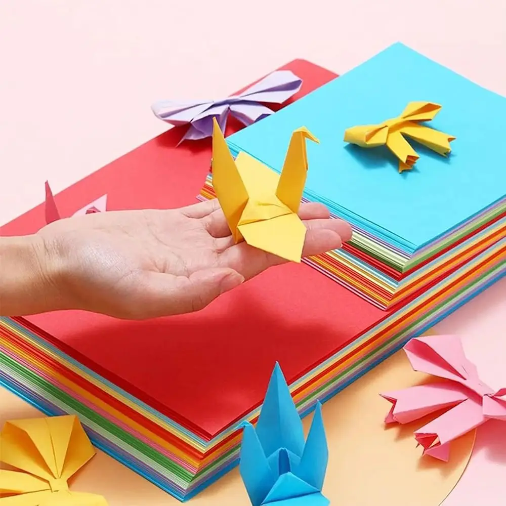 100Pcs Double Side Square Origami Paper 20 Colors Colorful Folding Paper DIY Solid Color Handmade Scrapbooking Craft Decor