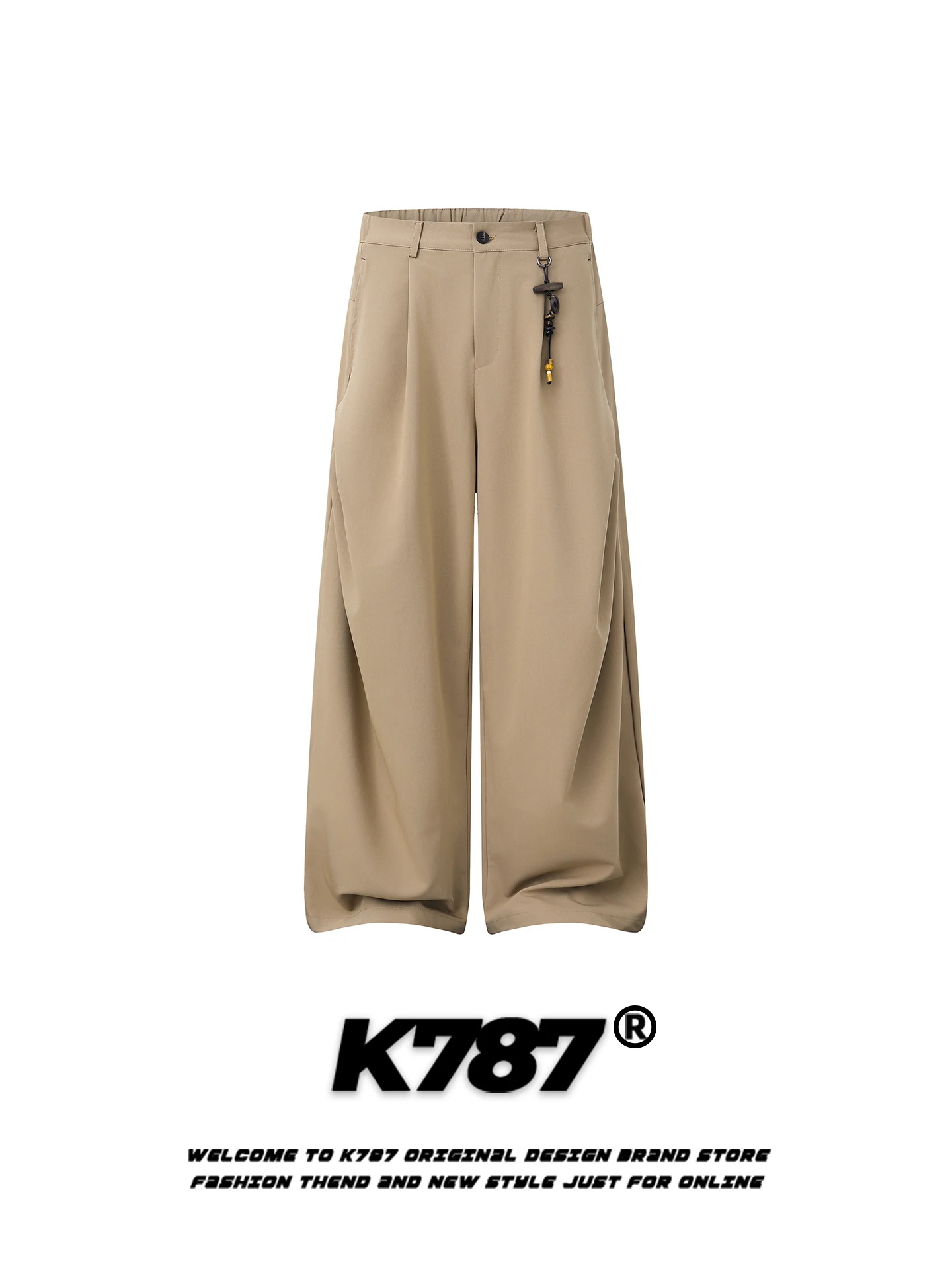 

Брюки K787 American Street Cleanfit: повседневные, с высокой талией, прямые, широкие, унисекс, с подвеской, в стиле Old Money