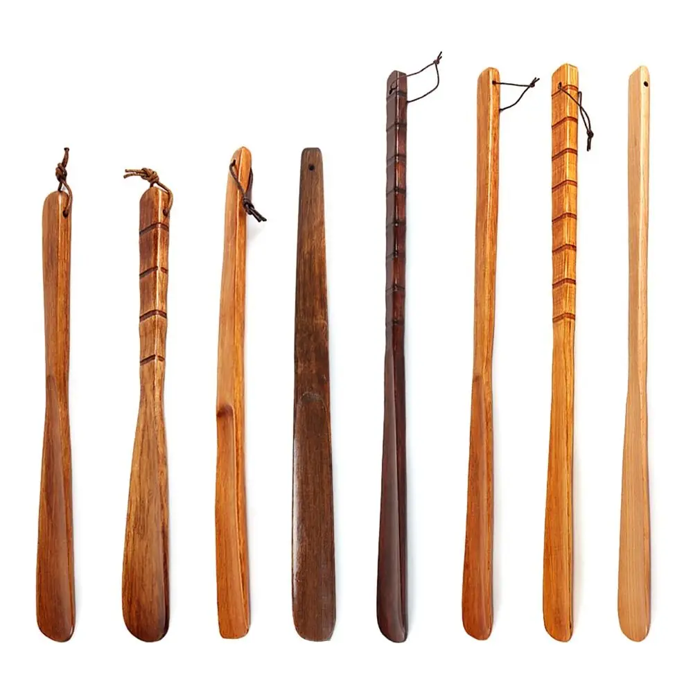 Hanging Shoe Horn Extra Long Handle Easy Remover Shoehorn Lifter Easy on Off Wooden Seniors Put on Shoes Tools