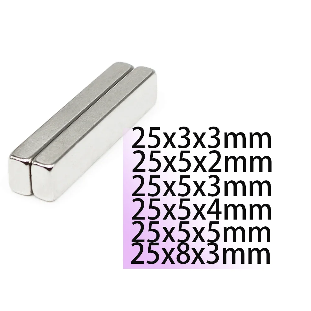 25x3x3 25x5x2 25x5x3 25x5x4 25x5x5 25x8x3 N35 Neodymium Bar Block Strong Magnets Search Magnetic Bar Ndfeb Motor Generator