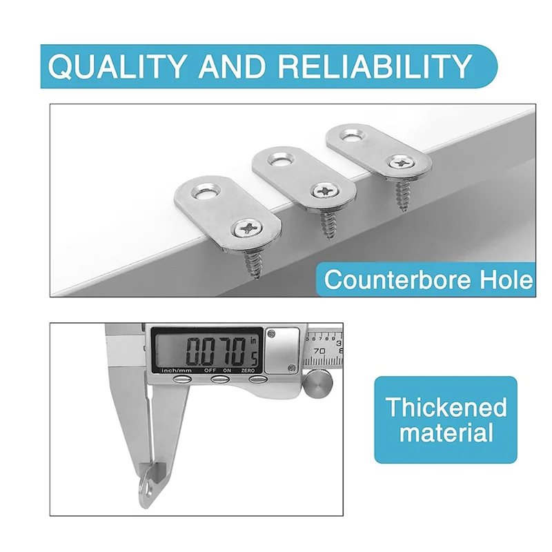 AT16 21PCS 1.42 X 0.63Inch Straight Brace, Stainless Steel Flat Bracket,Metal Brace for Wood Desk Chair Cabinet Drawer Closet