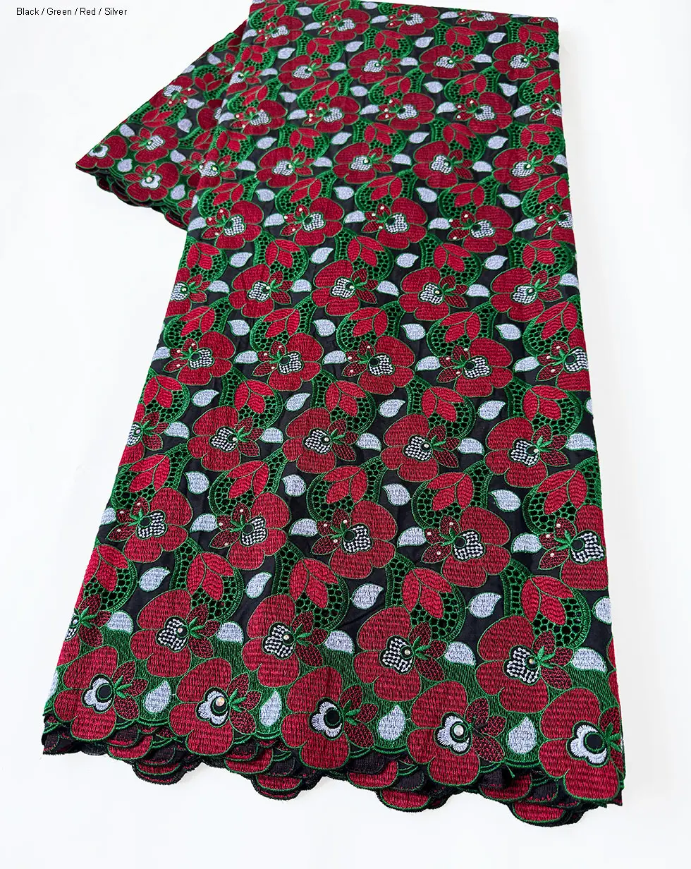 

Small Floral Embroidery African Cotton Lace Newest Swiss Voile Lace Traditional Nigerian inspired Fabric