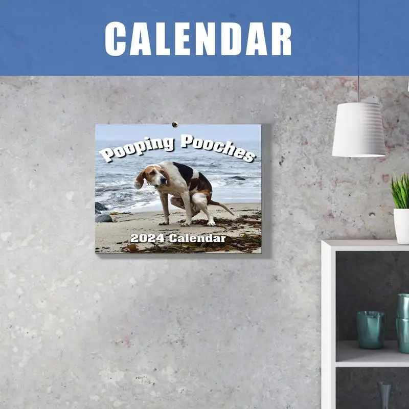 2024 Dog Pooping Calendar Decorative Pooping Dog Planner Calendar Joke 365 Day Calendar For Teachers Coworkers Colleagues