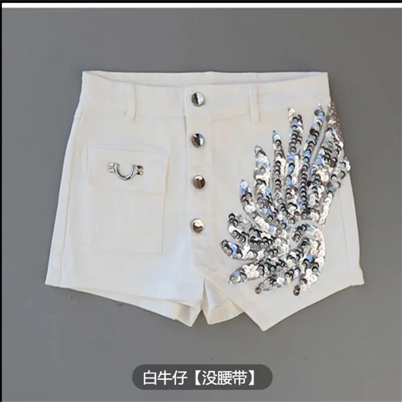Fashion Embroidered Sequined Denim Skirt Pants Women Spring And Summer New Korean Version High Waist Slim Irregular Skirt Pants
