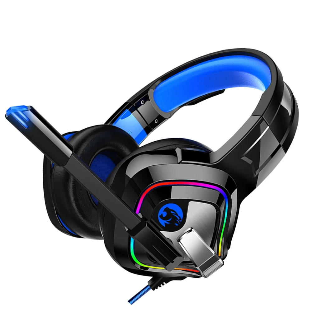 

LED Game Headset Blue Wired Bass Headphones 7.1 Channel Microphone Rgb Light Gaming Headphones Headphone Headphone