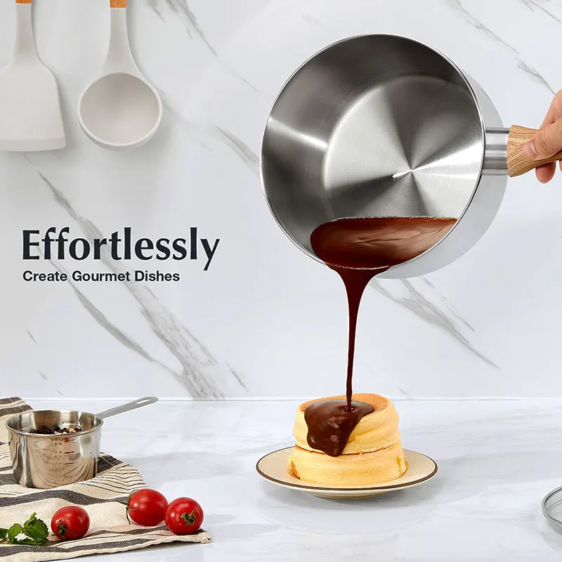 2 قطعة مجموعة قدر من الفولاذ المقاوم للصدأ مع أغطية 1QT 2QT مقالي صلصة غير لاصقة حساء وعاء الحليب مجموعة التعريفي قدر غسالة صحون آمنة #4