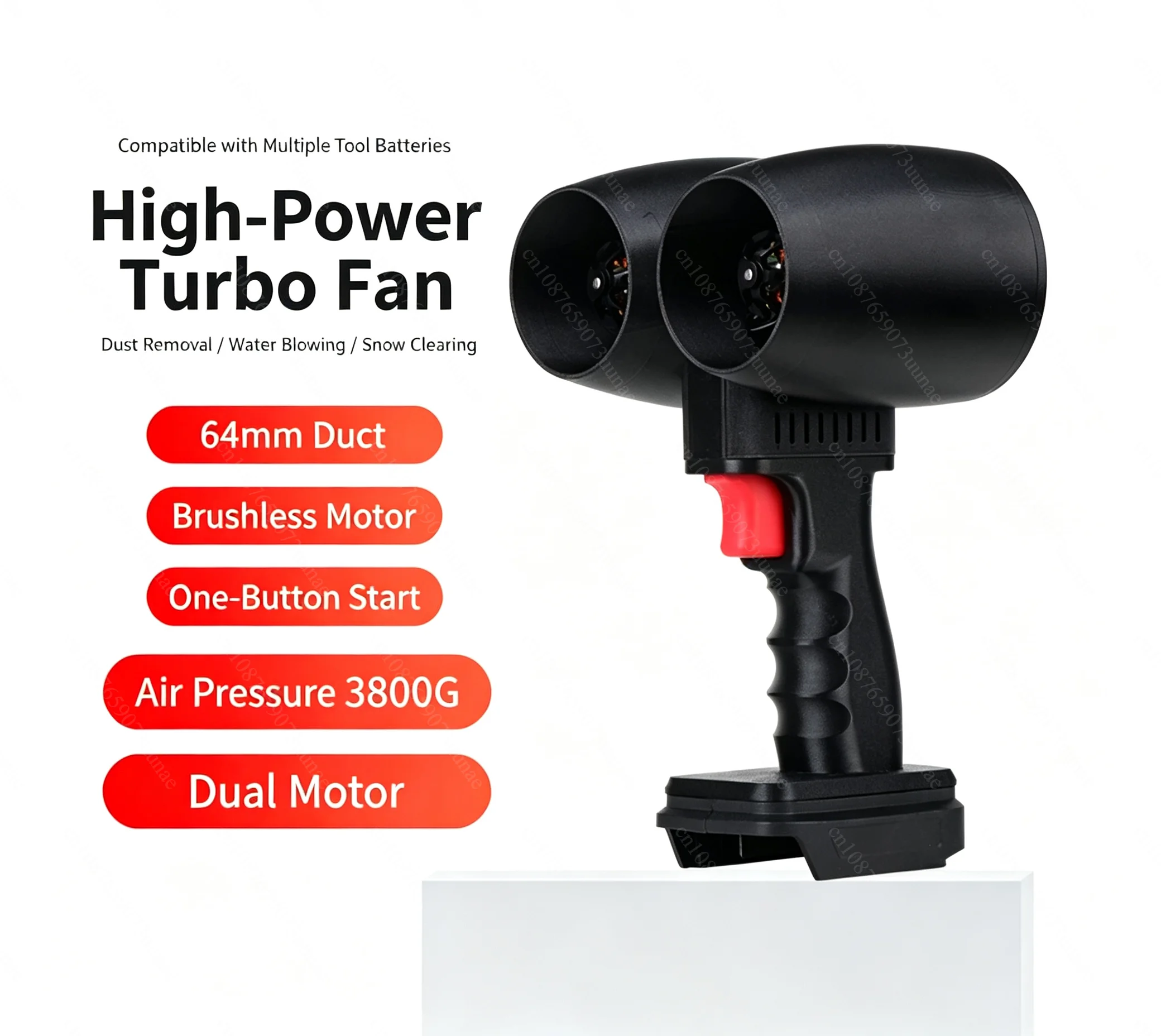 1800W Handheld Turbo Blower, 64mm Dual Brushless Motor, 3800g Thrust, 18-21V Portable Air Blower