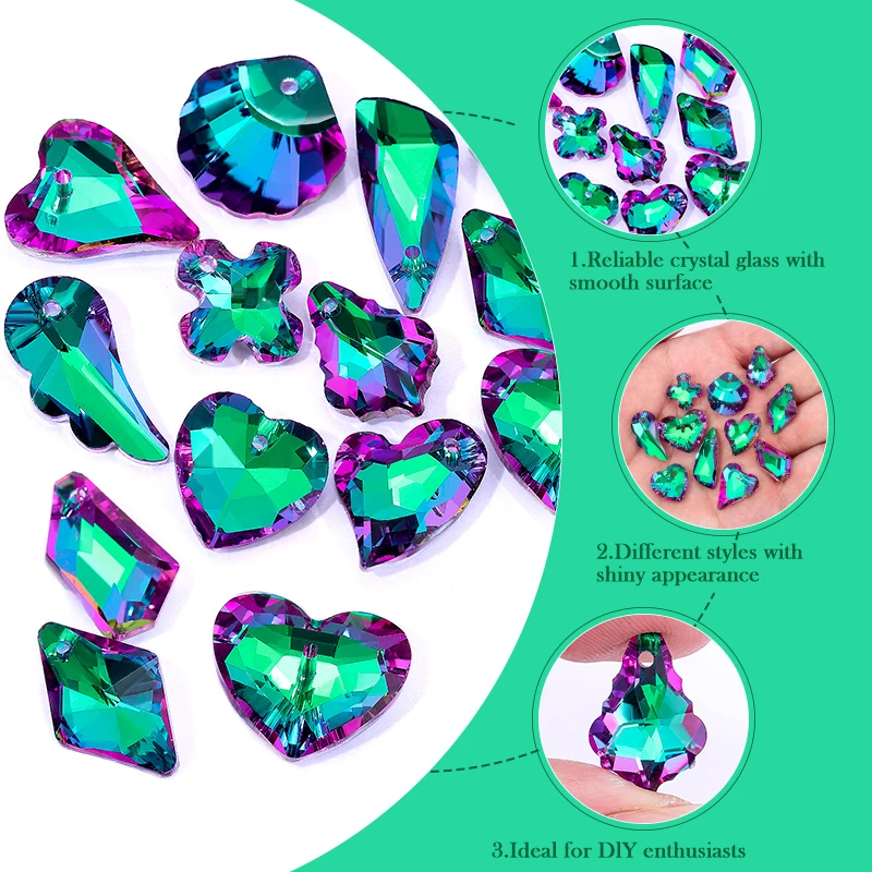 Crystal Pendant Beads Bright Color Single Hole Charm Diy Glass beads Gems Supplies Earrings Bracelet For Jewelry Making