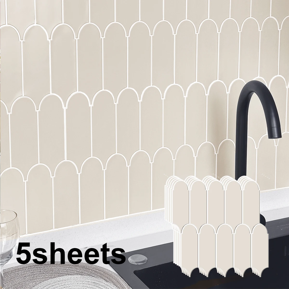 5/10 vellen (dikkere ontwerp) Peel en Stick Backsplash voor keuken, Premium Feather Peel en Stick Backsplash,