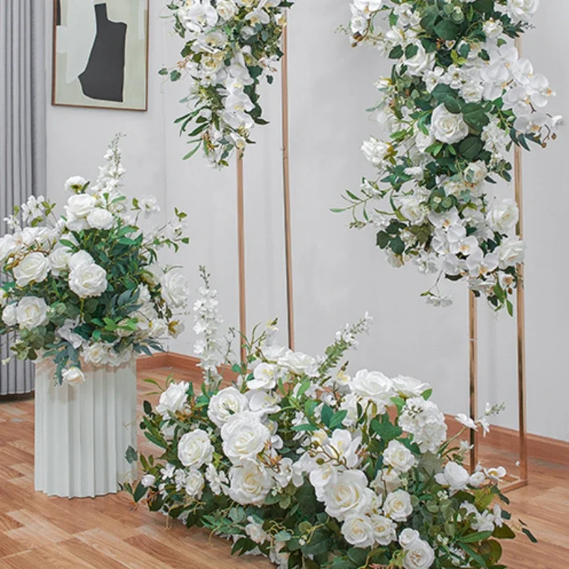 

120CM Butterfly Orchid Artificial Flower Row Wedding Background Stage Arrangement Arches Wooden Frame Door Frame Decoration