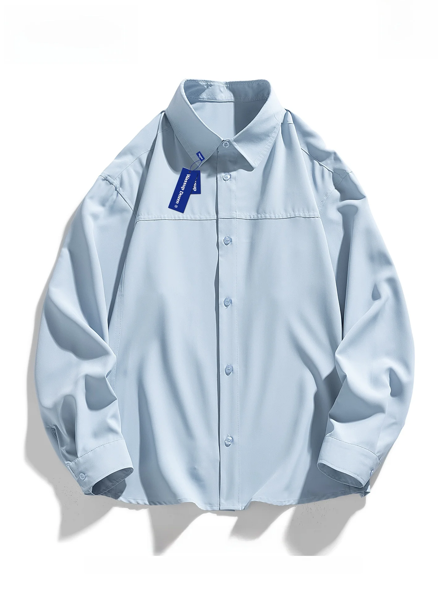 

WASSUP DOZEN Japanese Style Retro Long Sleeve Pure Color Men's Shirt Inner Wear Cityboy Jacket Autumn Fashion Polyester Fiber