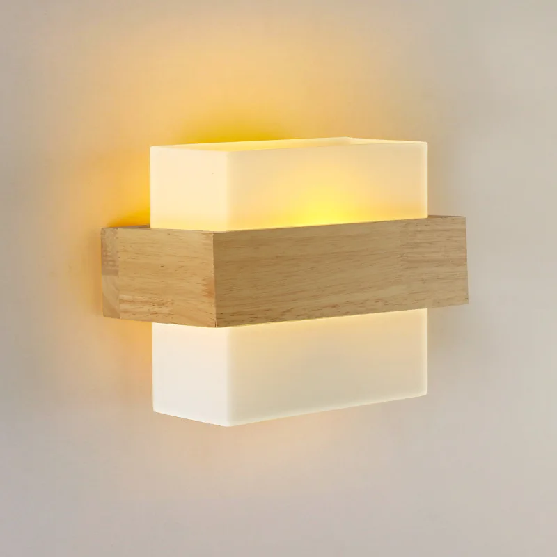 日本無垢材-led-ウォールライトモダンな玄関照明レストランホームステイ素朴なスタイル通路寝室バルコニー壁ランプ