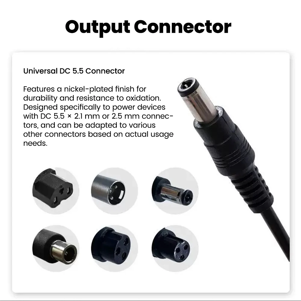 DC 5.5X2.1 zu M12 M16 3-Pin XLR RCA IEC 3P 8016 5525 Verbindungskabel-Adapter für E-Scooter und E-Bike Ladegeräte Zubehör Stecker – Detail 3