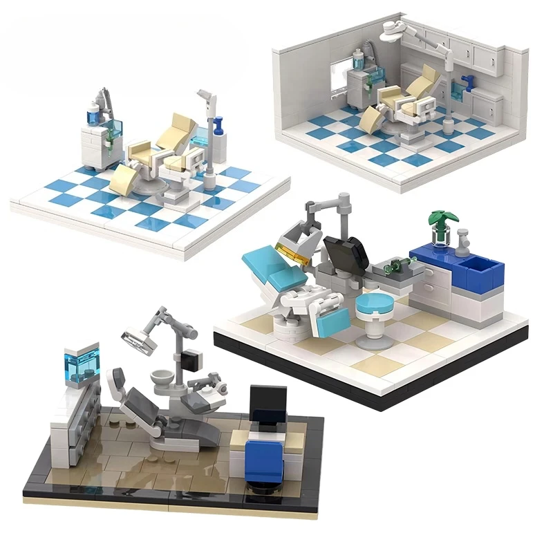 City Dental Clinic Building Blocks Street View CT Scan Instrument Room Computer Hospital Doctor Nurse Accessories Bricks Toys