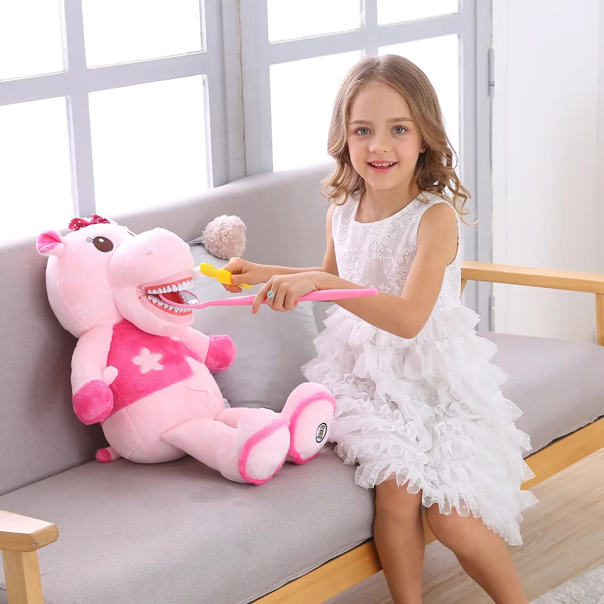 Big Dental Toy Mirror Toothbrush For Kids Dental Plush Toys Doll Oral Exam Reflector Mirror Tooth Brush Dentist Accessories Gift