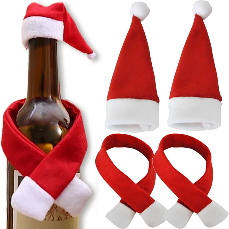 Wine Bottle Hat Scarf Cover Children DIY Cosplay Toys Home Party Xmas Festival Kitchen Tableware Dress Up Hats Scarves Wraps