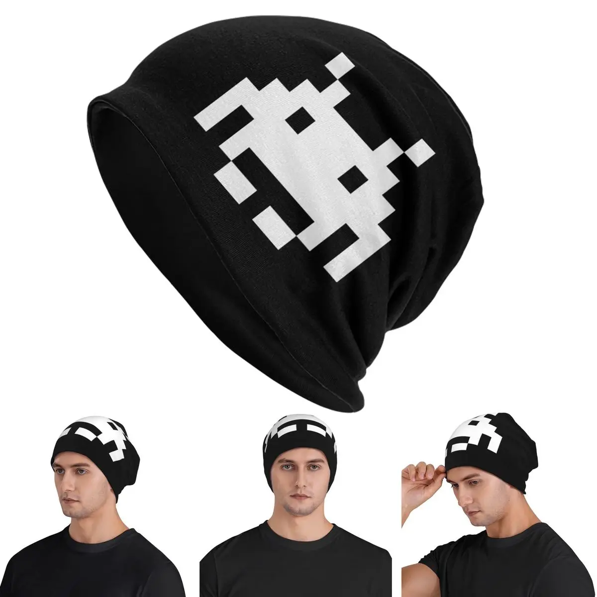 Retro Game Space Invaders Black Men Women Adult Beanies Caps Knitted Bonnet Hat Warm Hip Hop Autumn Winter Outdoor Skullies Hats