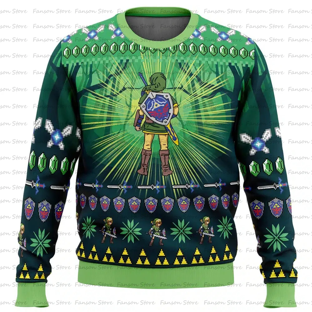 2025 Autumn and Winter New Fashion Street Sports Tops Christmas Majora Mask Seamless Pattern Zelda Ugly Christmas Sweater Men Wo