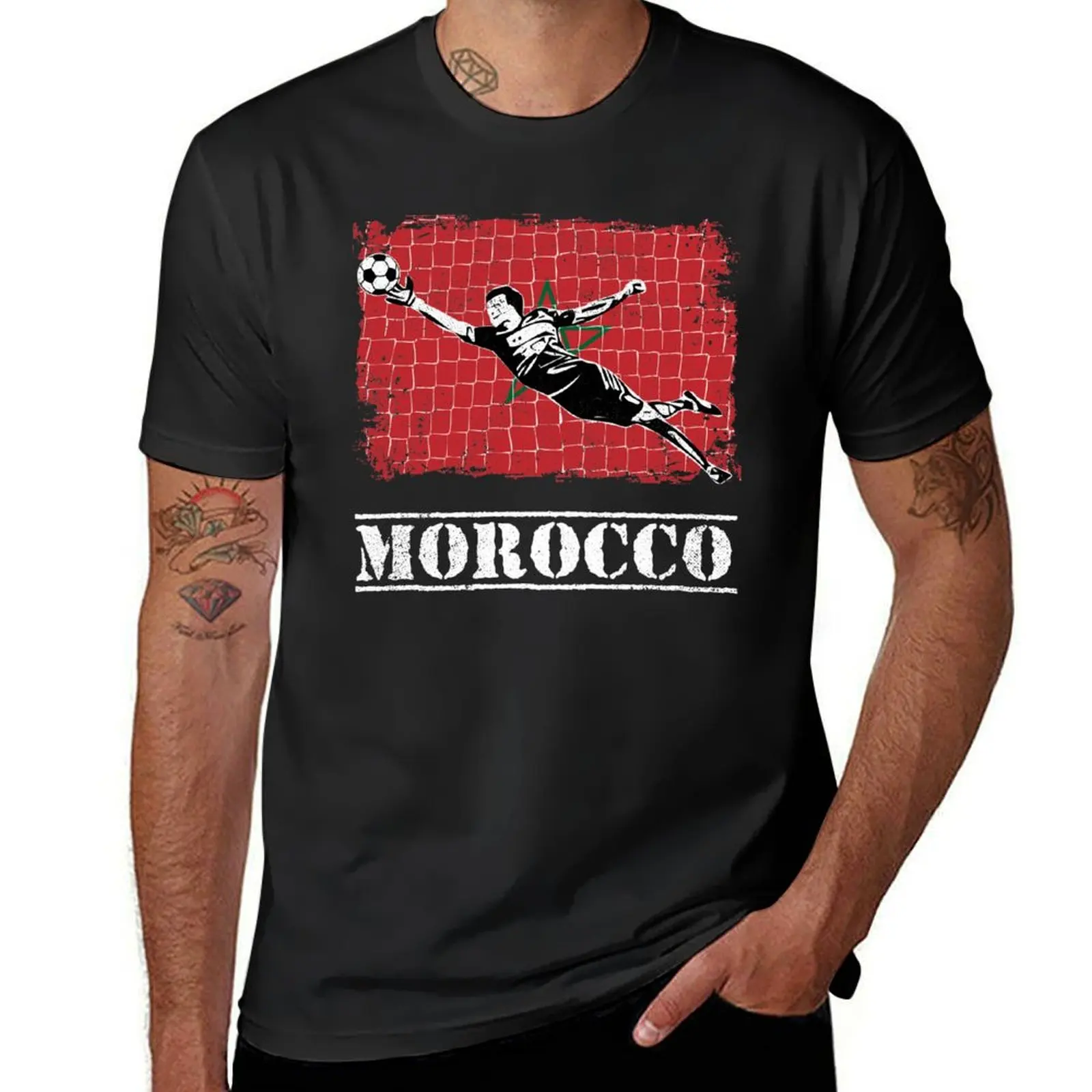 Camiseta de portero de fútbol marroquí para hombre, camisa de portero de fútbol, top de verano, camiseta de manga corta, camisetas negras
