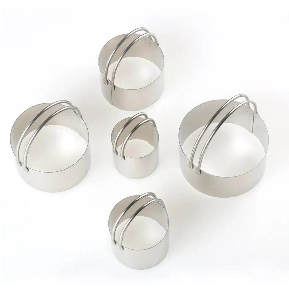 

5Pcs Stainless Steel Cookie Cutters Set Round Shapes 4-8Cm Diameters Hand Polished Safe Edges Biscuit Mold Fondant Decorating