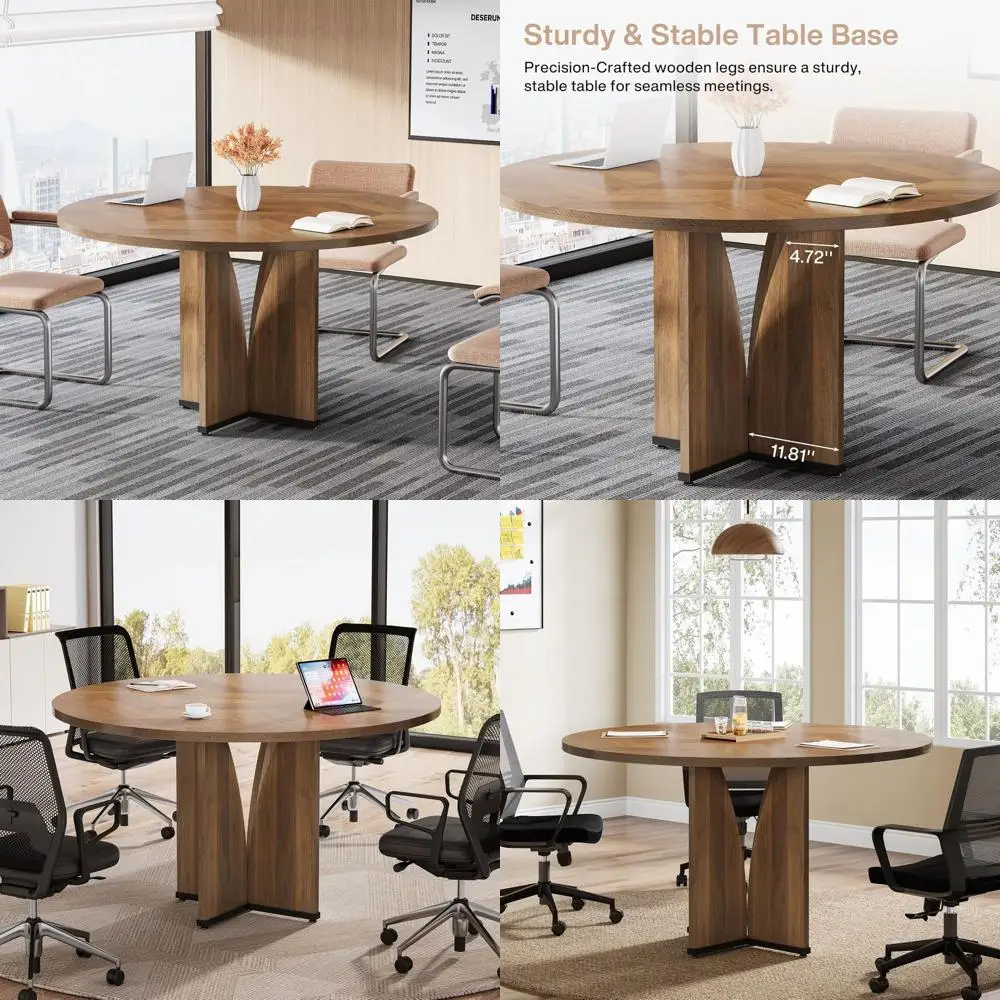 

Круглый деревянный конференц-стол на 39 мест для совещаний, тренингов и переговоров (коричневый)