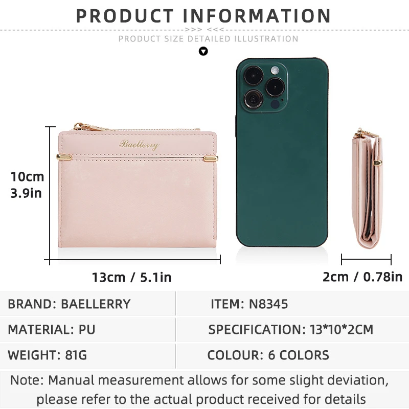 New Women's Short Wallet Baellerry Cross-border Matte Multi-Card Slot Coin Purse Fashion Zipper Card Holder for Women
