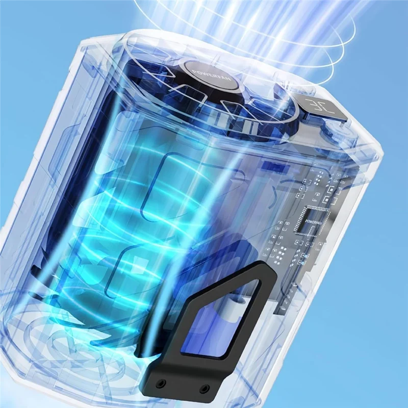 مروحة رقبة محمولة - طراز كوري، شحن USB، تشغيل هادئ مع شاشة رقمية، مروحة خصر صغيرة للاستخدام الخارجي - A77G