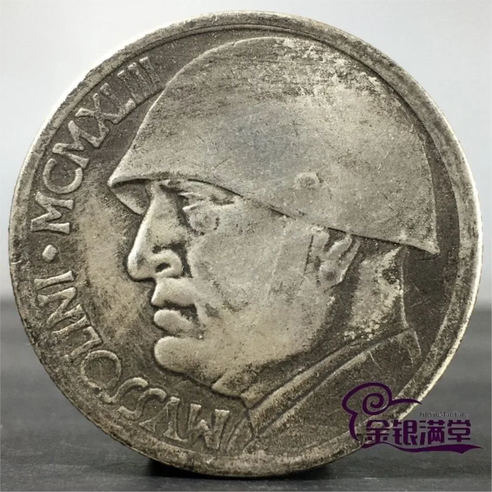 

1 PCS Italian Benito Mussolini Mcmxcviii Mcmxviii 20 Lira Steel Helmet Private Silver Dollar Coins Old Coin Collection Toys Toy