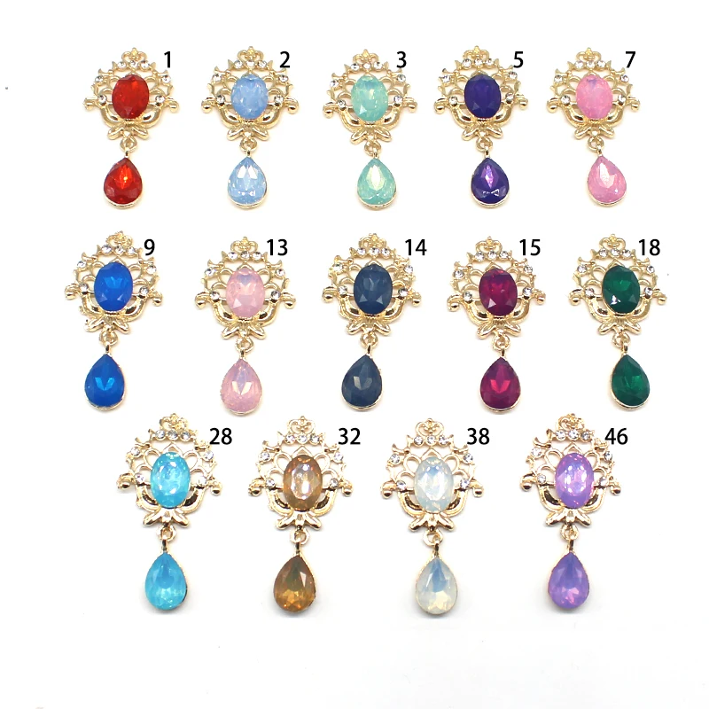 10Pcs 26 * 46mm Oval Metal Rhinestone Resin Small Pendant Accessories Diy Wedding Dress Headwear Bow Decoration Accessories