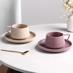 1pc 320ml simple ceramic coffee cup and saucer exquisite instant cup mug saucer for office afternoon tea