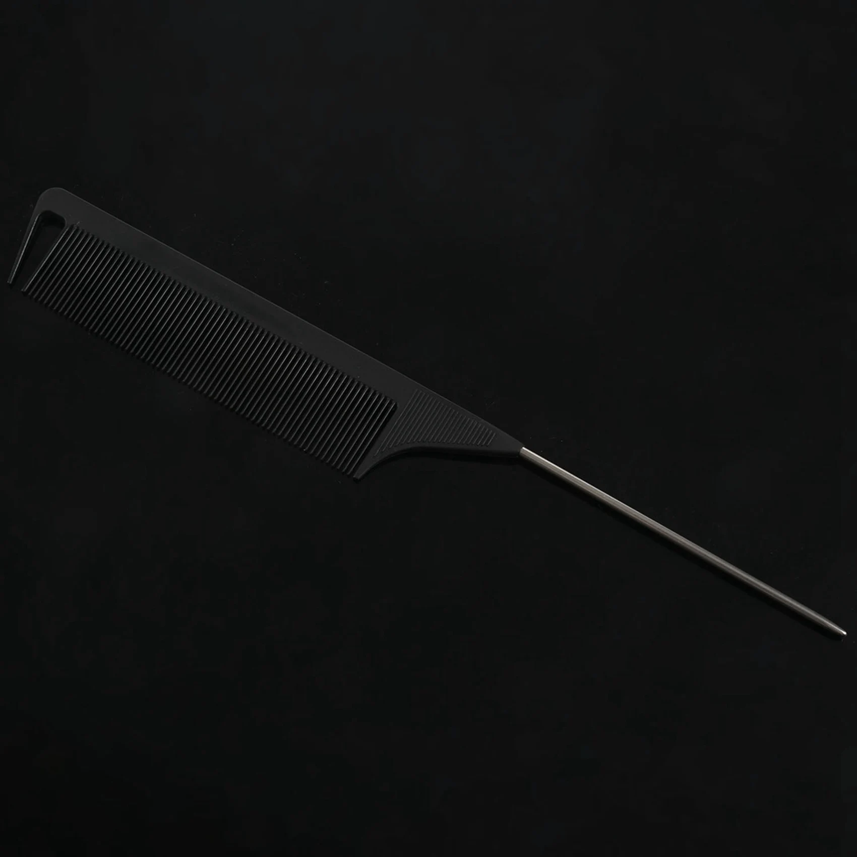 

A47U 2 шт., хит продаж, модная черная расческа с мелкими зубьями, пластиковая и металлическая булавка, антистатическая прическа, расческа с крысиным хвостом, 220X28x4 мм