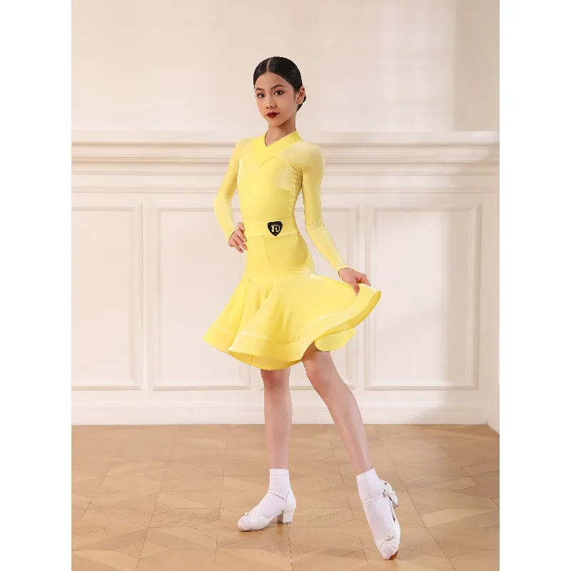 Customized TID Latin Dance Suit Standard Competition Performance Costumes Professional Girls' Ballroom Dress Standard Top Skirt