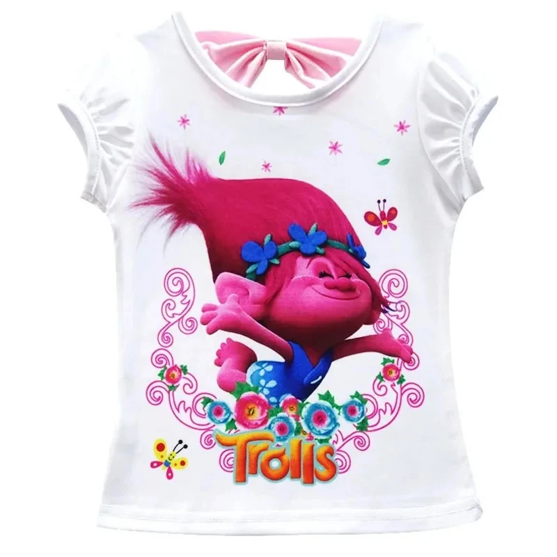 ★ Disfraz de Halloween Cosplay Poppi, Ropa de Anime T-Trolls, Camiseta + Falda, 2 Piezas, Vestido de Verano para Fiesta de Cumpleaños, Nuevo 2026 ♥ Mira a mí ←_←