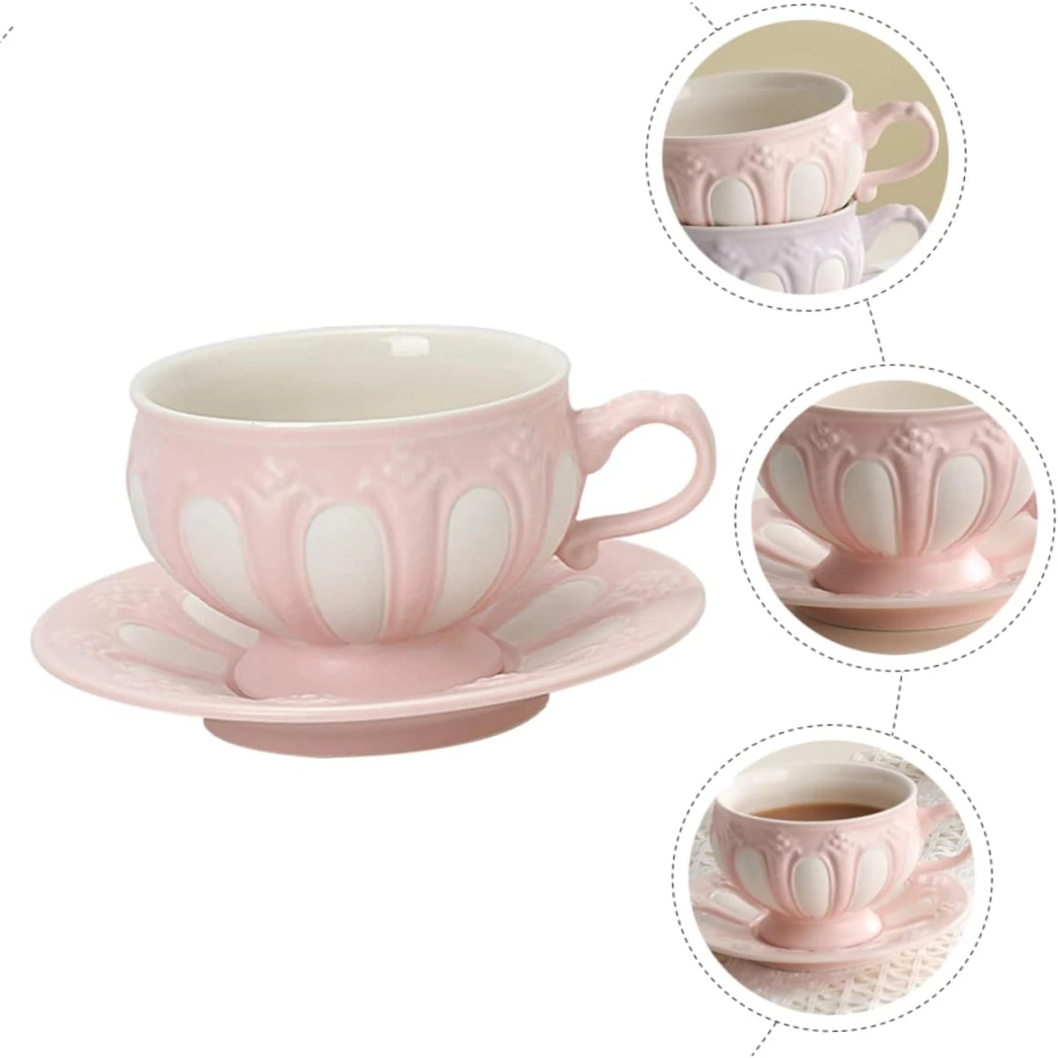 

High Quality Classy and Elegant Floral Ceramic Tea Cups for Tea Lovers - Stylish Premium British Espresso Cups and Saucers Match