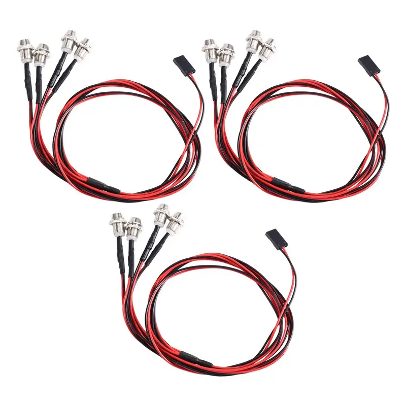 FBIL-3PCS 4LED Headlights 5Mm For Traxxas SCX10 RC Car Crawler