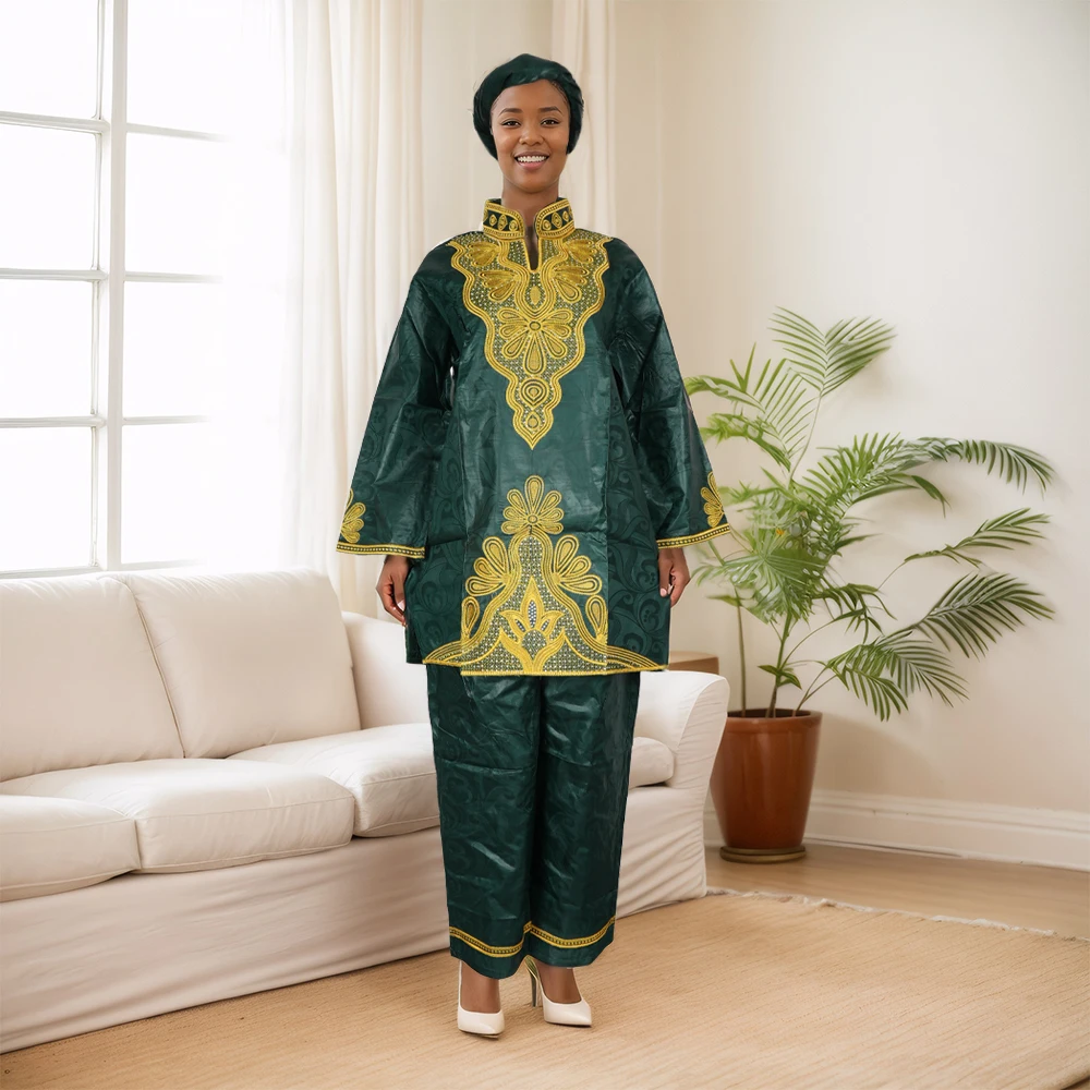 

Top And Pant Sets Fashion Attire Daily Leisure for women Turkey Embroidery Outfits Plus Size Ladies Clothing African Clothes