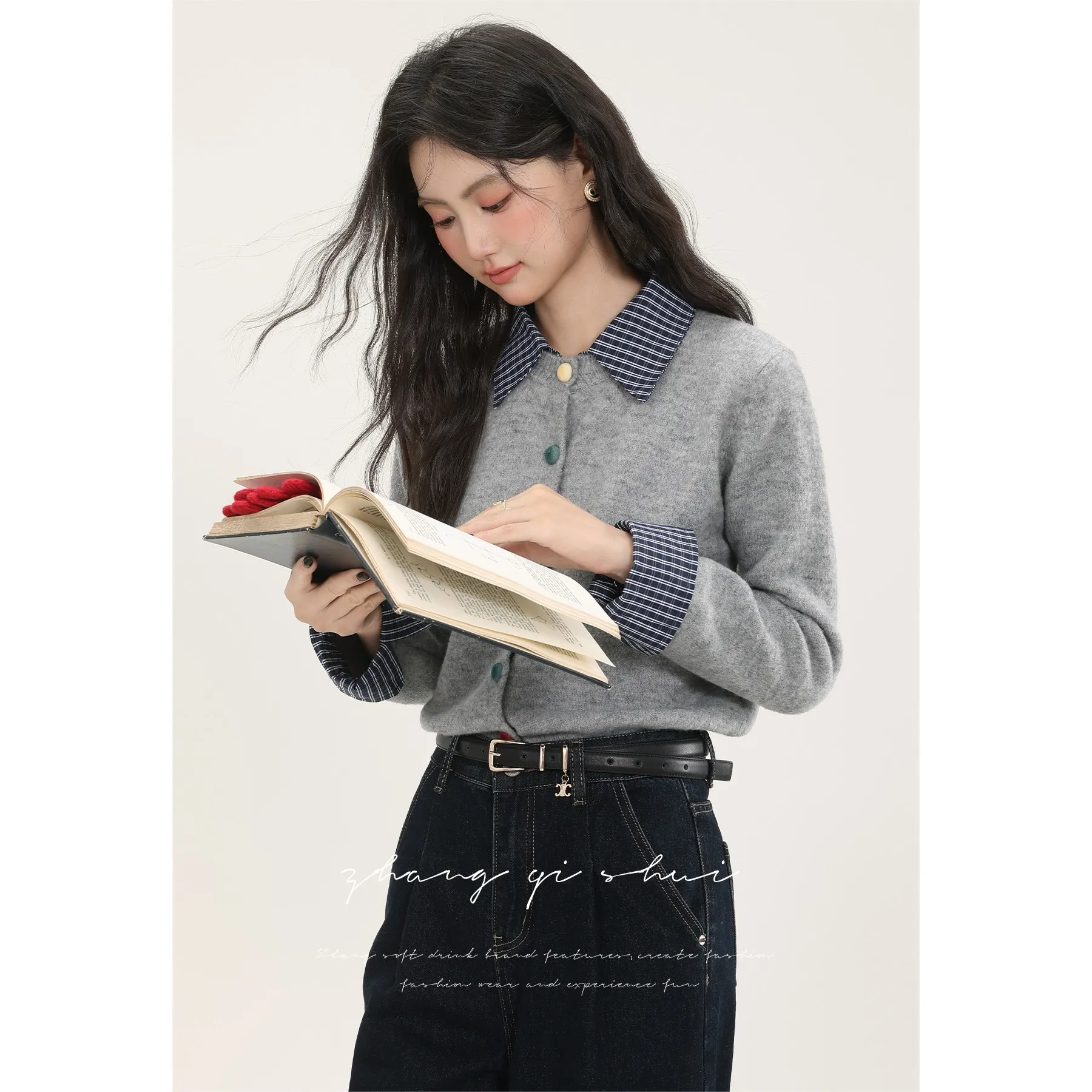 

ay Slim Fit Women's Knitwear Sweater Pasted Two-Piece Sle Autumn Winter Faionable Open Cardigan Top by Zhang Soda