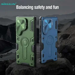 NILLKIN For Samsung Galaxy S24 Ultra Case CamShield Armor Prop Flip Lens Military Kickstand Holder Magnetic Cover Bracket