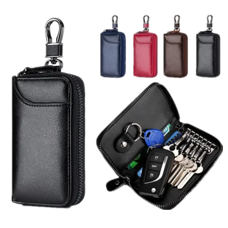 Male Leather KeyChain Unisex Key Bag Multifunction Organizer Wallet Holder Smart Housekeeper Car Small Key Case Keys Pouch