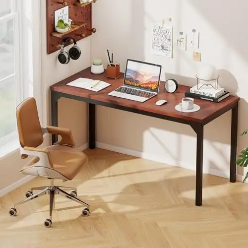 55 Inch Conference Table, Large Meeting Room Table with Honeycomb Tabletop, Stable Metal Frame, Multifunctional
