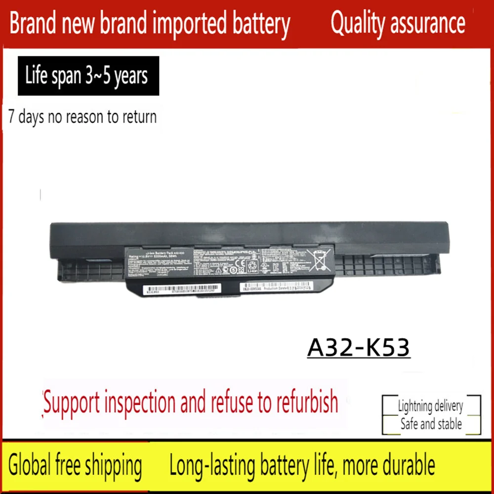 

New Laptop battery for Asus A43S A32-K53 K43S X44L X84H K43 X43B A53SK43 X44H X54H X43S A53S X84H A53S X44H K43S X53E K53S X43S